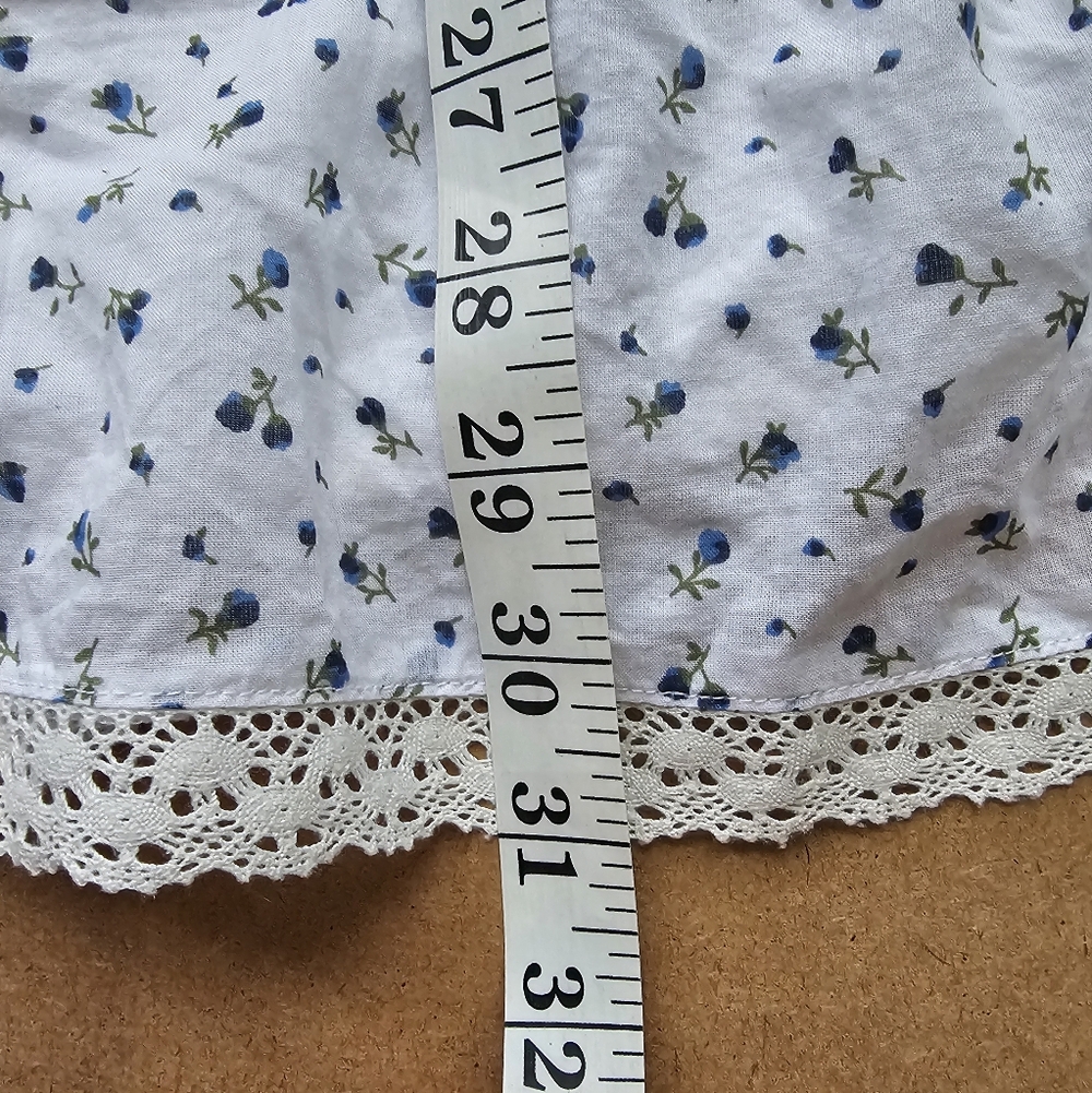 White & Light Blue Patchwork Lace-Trim Sundress - Picture 12 of 14